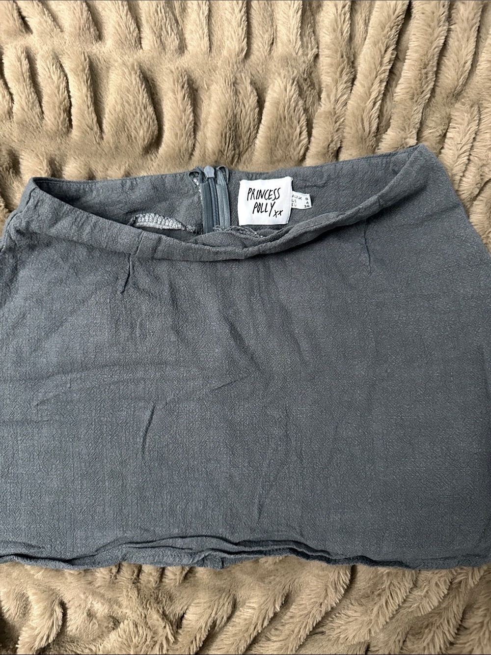 Princess Polly Slate Green Linen Mini Skirt